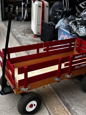 Red All-Terrain Cargo Wagon - Wooden Side Panels